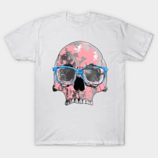 Pink skull with blue glasses T-Shirt